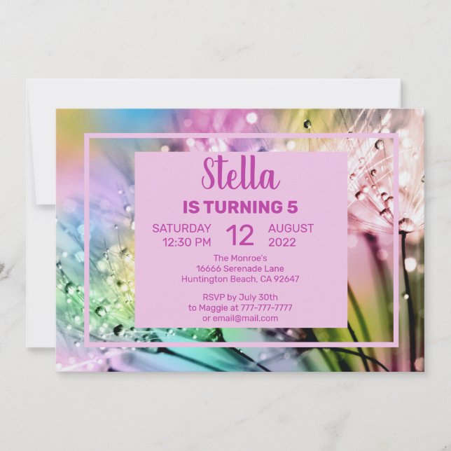 Cute Floral and Raindrop Birthday Party Invitation (Front)