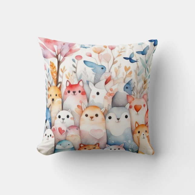 Cute floral animals cute design cushion (Front)