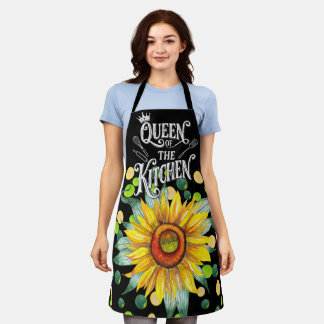 Cute Floral Apron for Women, Queen of The Kitchen