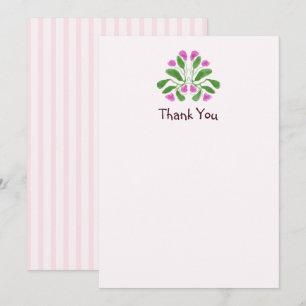 Cute Floral Art Nouveau Pink Baby Shower Thank You Card