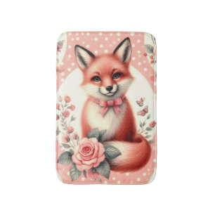 Cute Floral Baby Fox Bath Mat