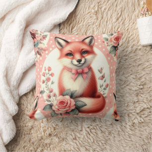 Cute Floral Baby Fox Cushion