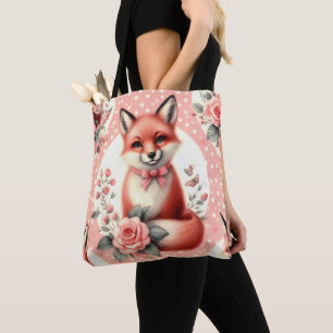 Cute Floral Baby Fox Tote Bag