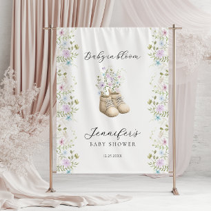 Cute Floral Baby in Bloom Neutral Baby Shower Tapestry