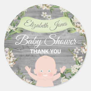 Cute Floral Baby Shower Classic Round Sticker