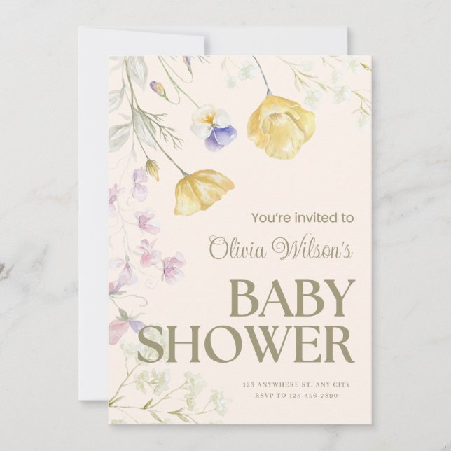 Cute Floral Baby Shower Invitation (Front)