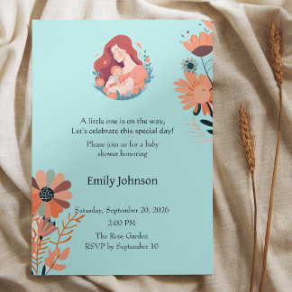 Cute Floral Baby Shower Invitation