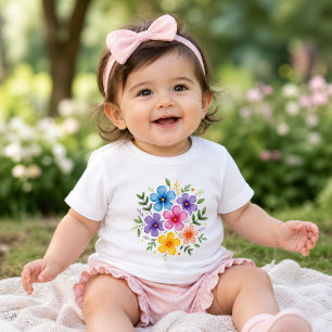 Cute Floral Baby T-Shirt Design Colourful Flower