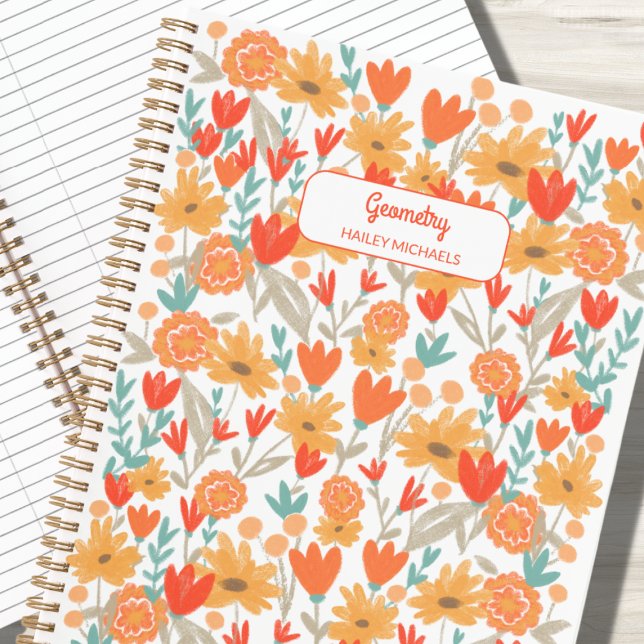 Cute Floral Back-to-School Notebook with Subject (Wildflowers Back to School Notebook)