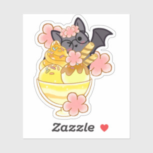 Cute Floral Bat with Ice Cream Sundae