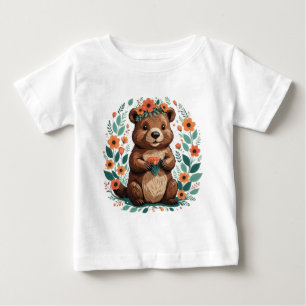 Cute floral beaver baby T-Shirt