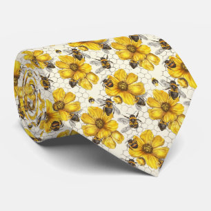 Cute floral bee tiled pattern  tie