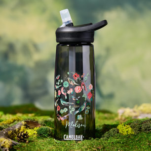 Cute Floral Birds Botanical Pattern Water Bottle