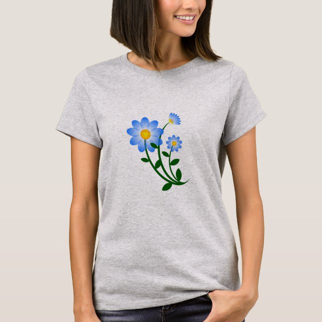 Cute Floral Blue Spring  Flower T-Shirt (Front)