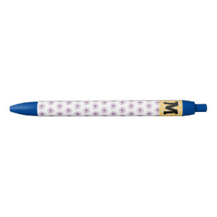 Cute Floral Boho Purple & White Black Ink Pen