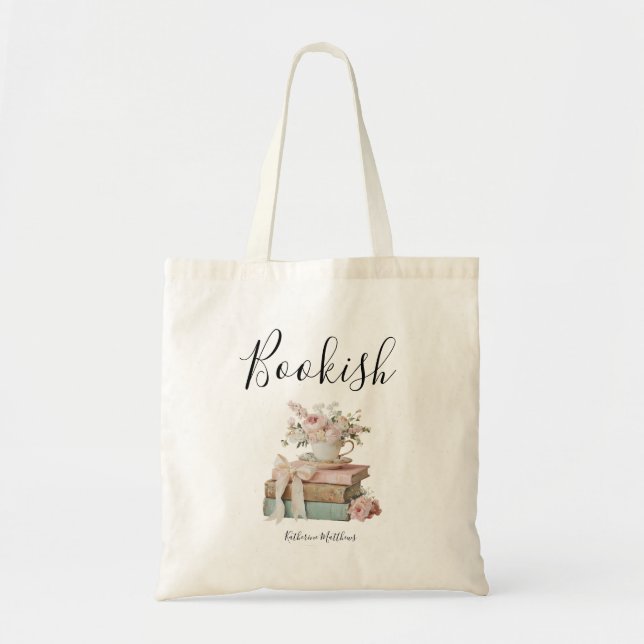 Cute Floral Bookish  Tote Bag (Front)