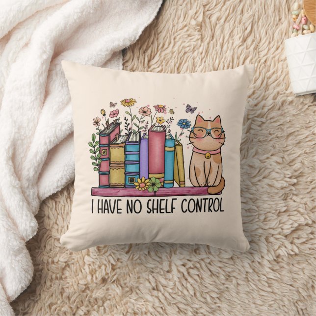 Cute Floral Books and Cat Cushion (Blanket)