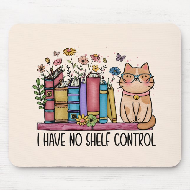 Cute Floral Books and Cat Mouse Pad (Front)