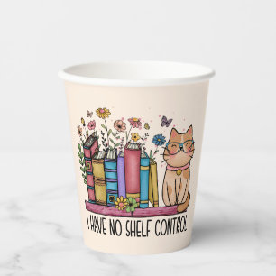 Cute Floral Books and Cat Paper Cups