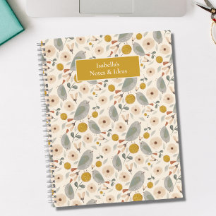 Cute Floral Botanical Bird Cute Pattern Customise Notebook