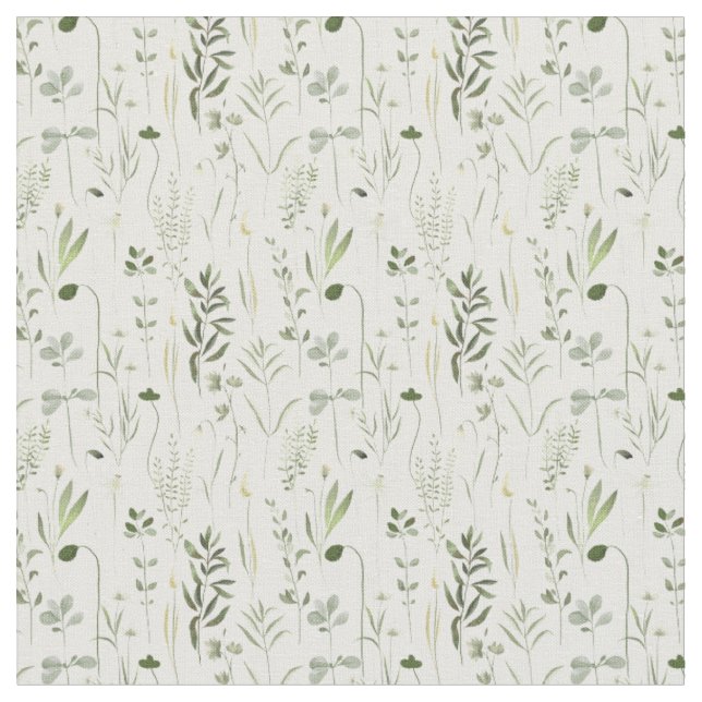 Cute Floral Botanical Pattern Fabric. Fabric (Close Up)