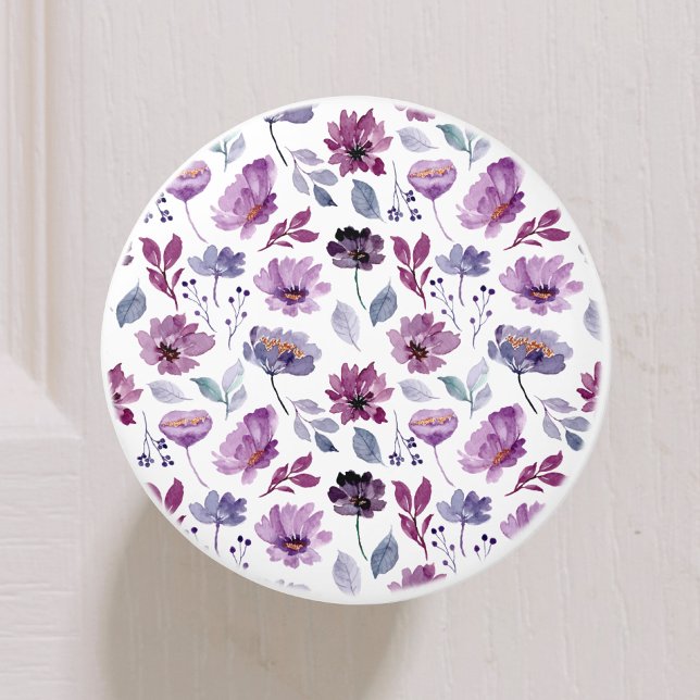 Cute Floral Botanical Watercolor Ceramic Knob (Creator Uploaded)