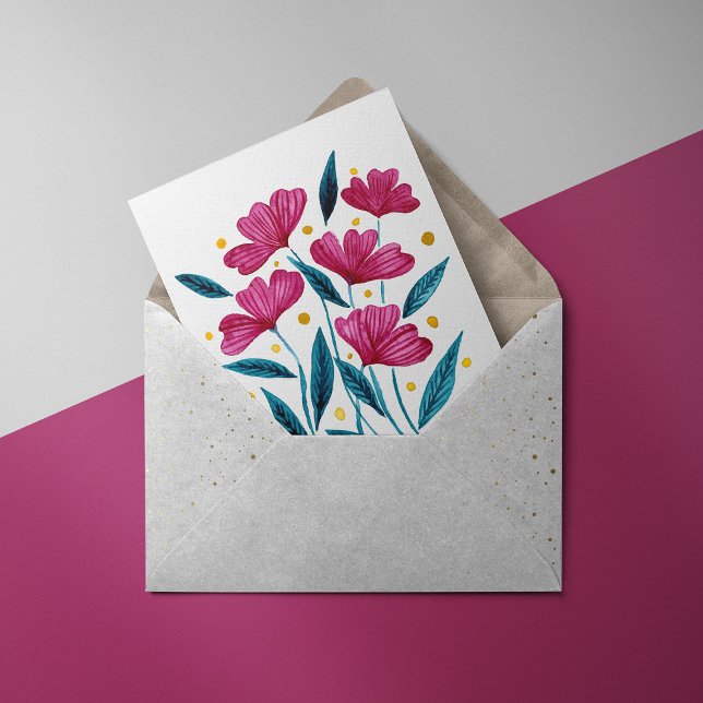 Cute floral bouquet - magenta and teal card (Creator Uploaded)