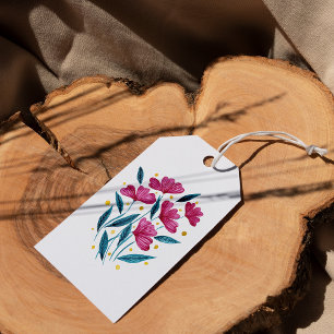 Cute floral bouquet - magenta and teal gift tags