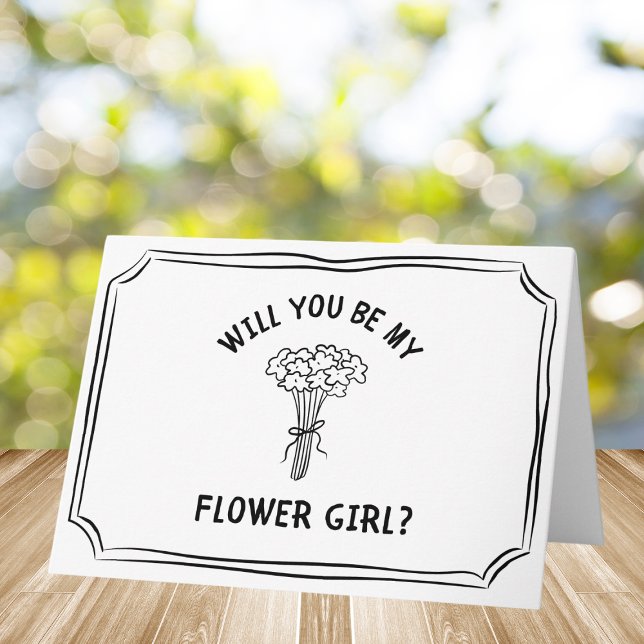 Cute Floral Bow Bouquet Flower Girl Proposal Card (Pop the question to your flower girl with this cute floral card! )