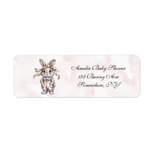Cute Floral Bunny Girl Baby Shower Address