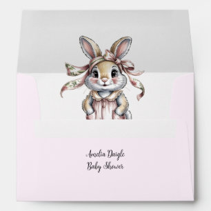 Cute Floral Bunny Girl Baby Shower Envelope