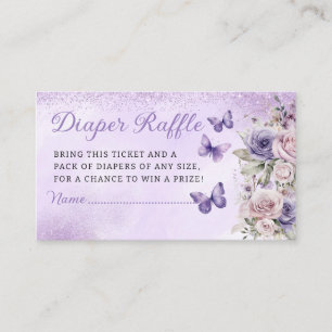 Cute Floral Butterfly Diaper Raffle Baby Shower Enclosure Card