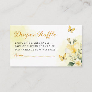 Cute Floral Butterfly Diaper Raffle Baby Shower Enclosure Card