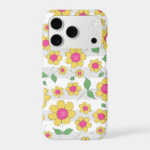 Cute floral cartoon design yellow daisy doodles