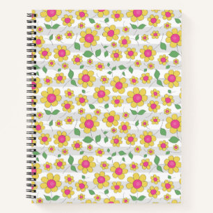 Cute floral cartoon design yellow daisy notebook