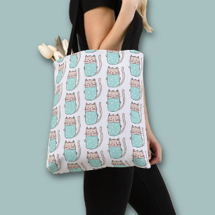 Cute Floral Cat Pattern Tote Bag