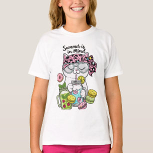 Cute Floral Cat Summer Vibes T-Shirt
