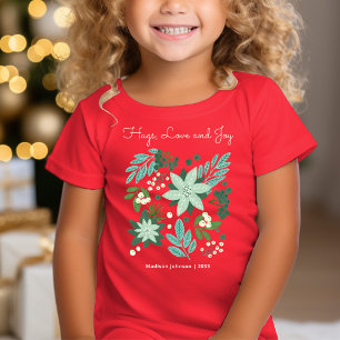 Cute Floral Christmas Party Red T-Shirt