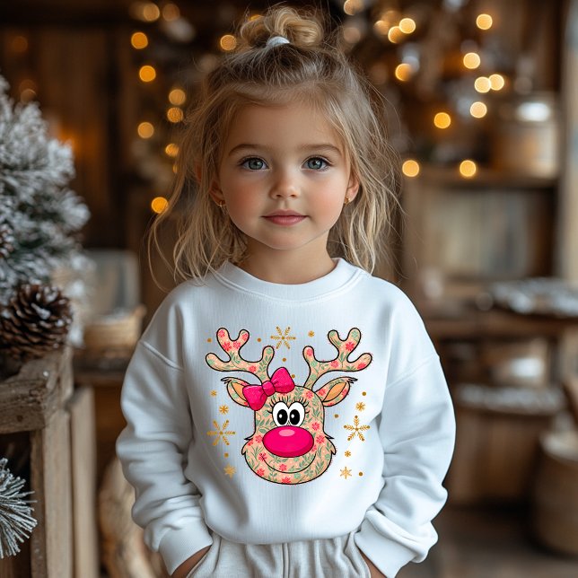 Cute Floral Christmas Reindeer Personalised (Creator Uploaded)