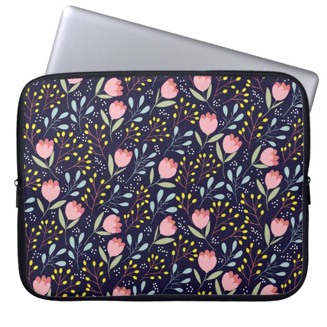 Cute Floral: Colourful Flowers Pattern. Laptop Sleeve (Front)