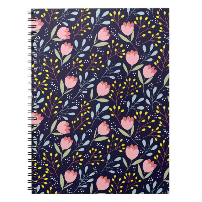 Cute Floral: Colourful Flowers Pattern. Notebook (Front)