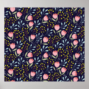 Cute Floral: Colourful Flowers Pattern. Poster