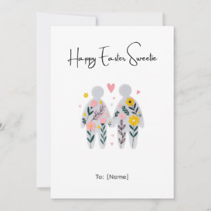 Cute Floral Couple Easter Card