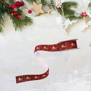 Cute Floral Crimson Unicorn Christmas Girl Satin Ribbon