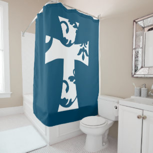 cute FLORAL CROSS Shower Curtain