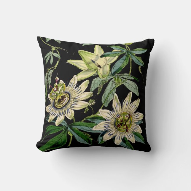 Cute floral cushion, passion flower , passiflora cushion (Front)