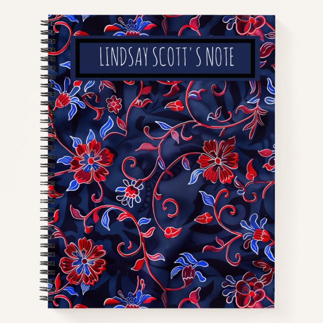Cute Floral Custom Monogrammed Keepsake Notebook (Front)
