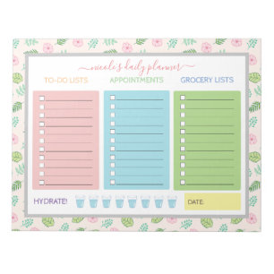Cute Floral Daily Planner Notepad