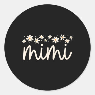 Cute Floral Daisy Mimi Mothers Day Grandma Pregnan Classic Round Sticker