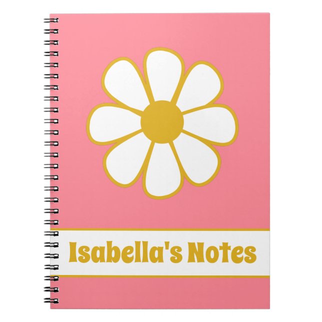 Cute Floral Daisy Single Retro Personalized Notebo Notebook (Front)